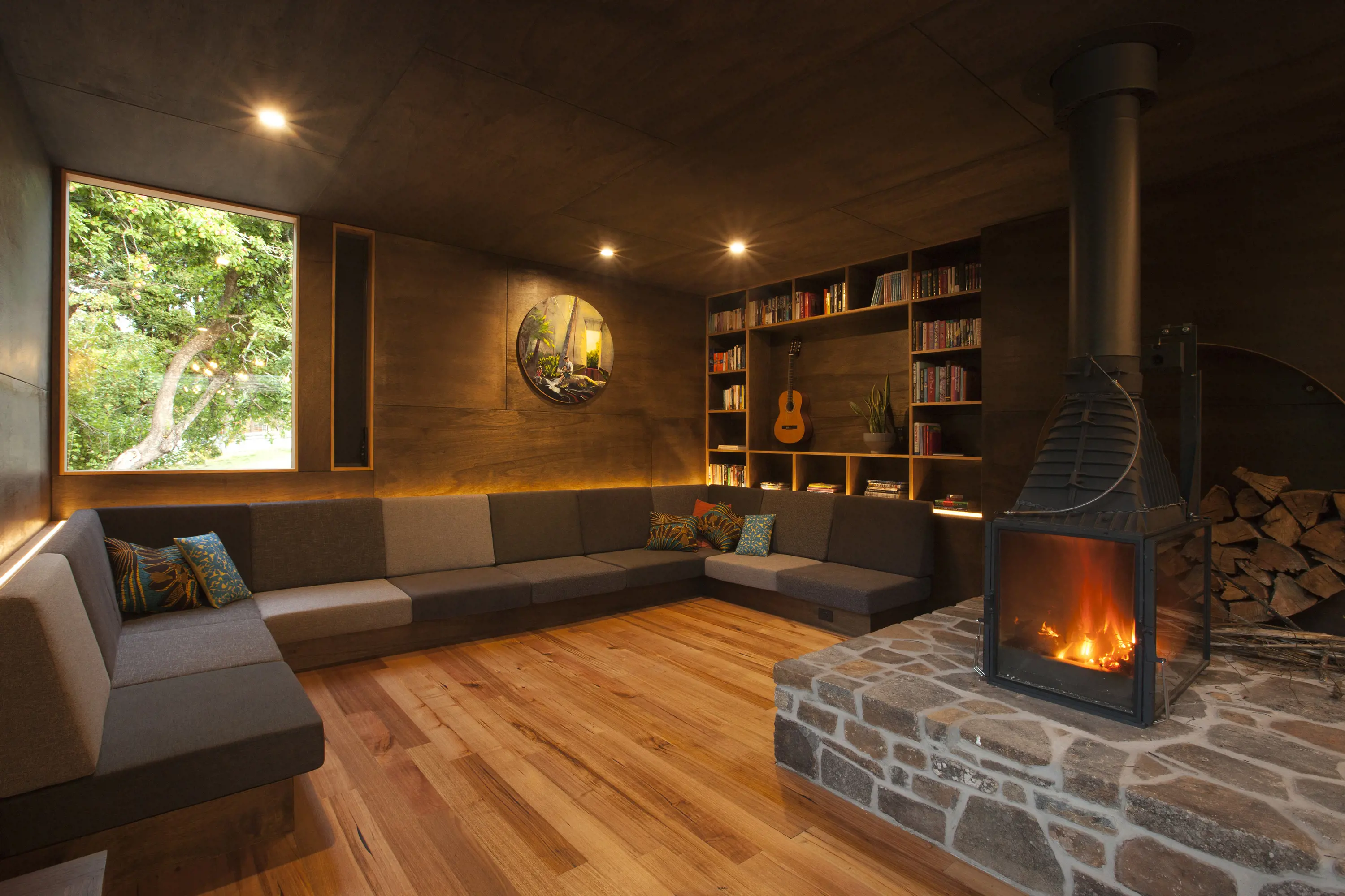 Interior of Dales of Derby showcasing the cosy living area with fireplace