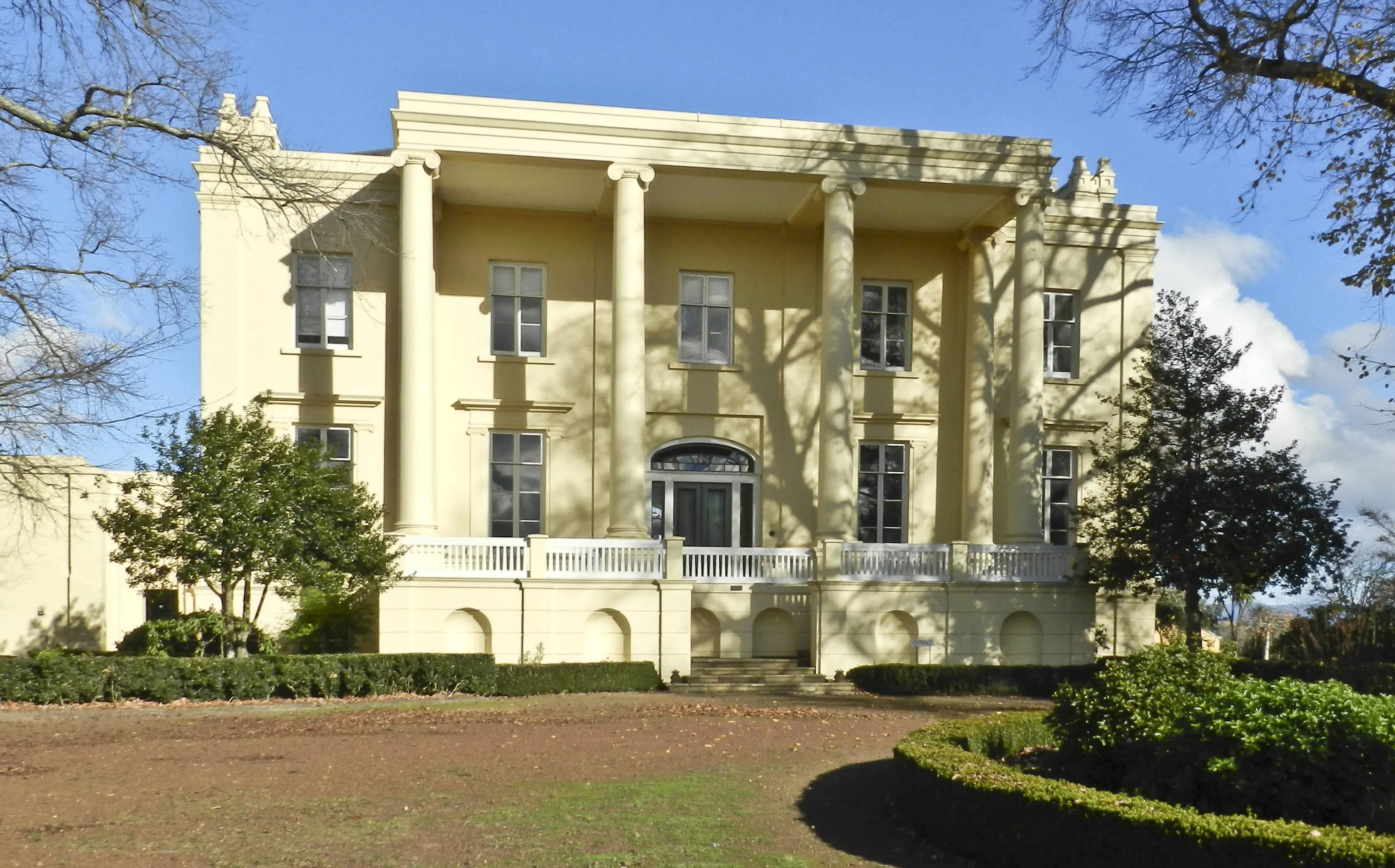 Exterior of Clarendon House, a Georgian house built in 1838.