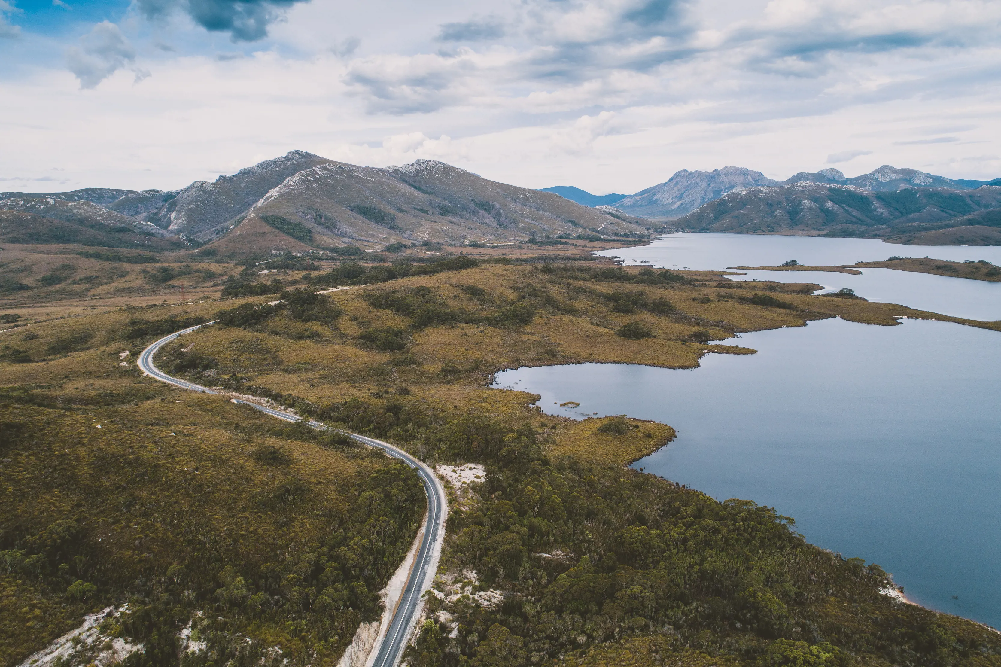 Landscape of Gordon River Road, facing towards Strathgordon.